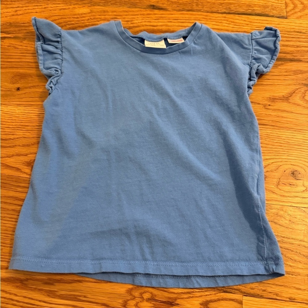 Zara Toddler Blue Ruffle Sleeve Tshirt size 3-4 Years
